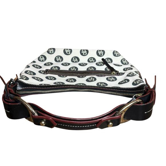 Vtg Dooney & Bourke Monogram Shoulder Bag Purse Ivory Black Leather Trim 10.5x15 - Picture 5 of 14